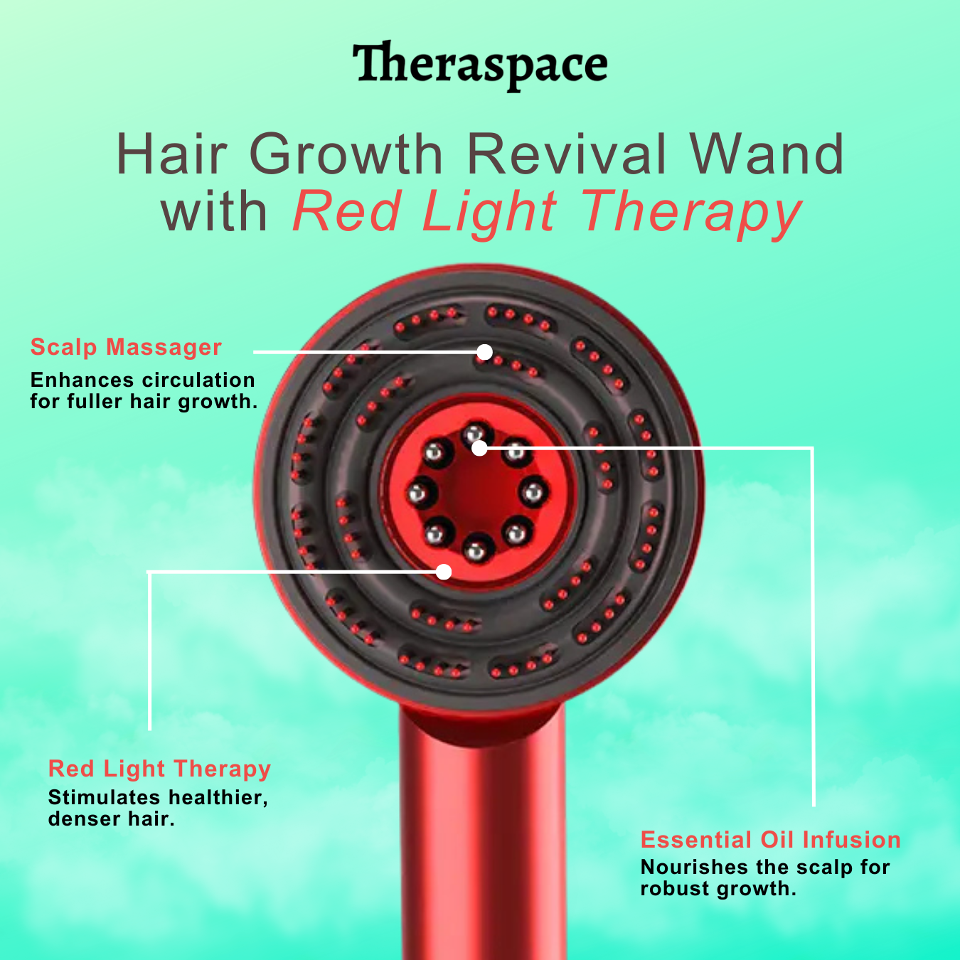 Hair Growth Revival Wand with Red Light Therapy